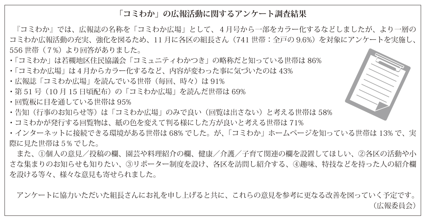 「コミわか広場」第57号（平成27年3月15日発行）掲載